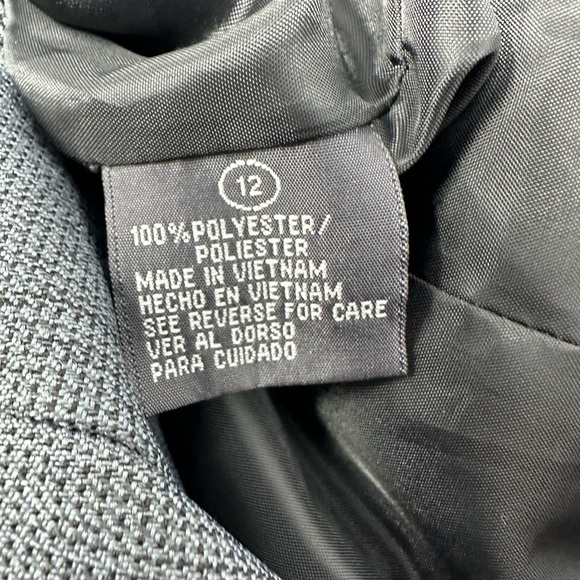 Giorgio Sant Angelo 2 Pc Skirt Suit Gray womens Sz 12 pleated collar career S6 - Picture 6 of 6